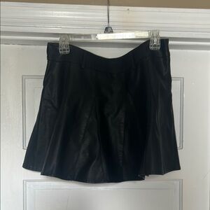 Black Leather Mini Skirt with Shorts